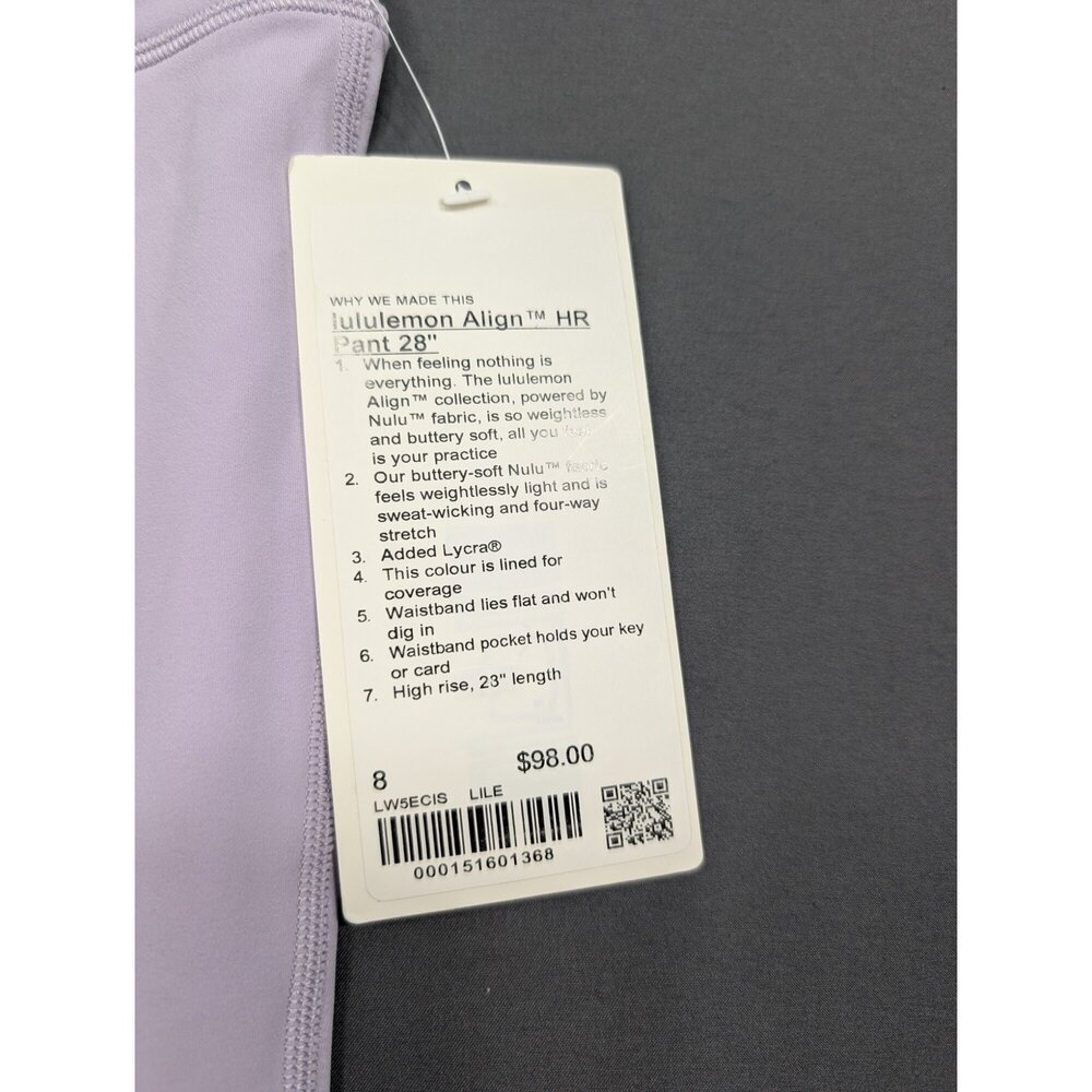 Lululemon Align HR Pant 28" Size 8 Lilac High Rise Leggings NWT - Picture 2 of 2